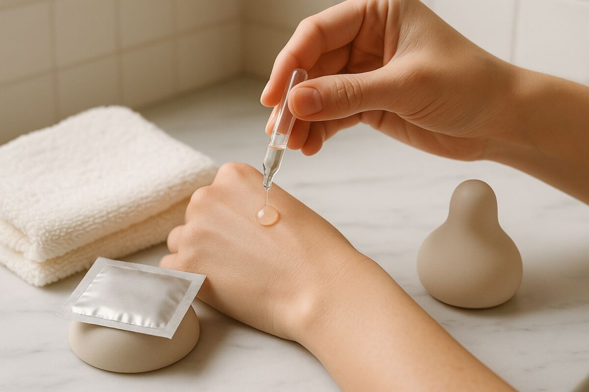 mujer aplicando lubricante