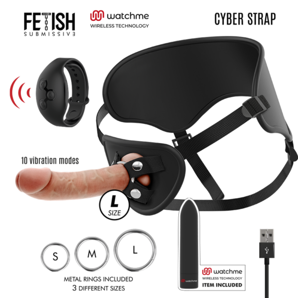 img_109662_0f8ba26b4b52eba18dda92e8af823d69_1.png FETISH SUBMISSIVE CYBER STRAP - ARNÉS CON DILDO Y BALA CONTROL REMOTO TECNOLOGÍA WATCHME L