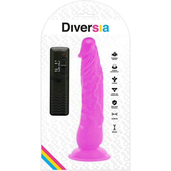 img_120182_57da53016aa633d538687a82e4da8e5e_1.png DIVERSIA - DILDO REALÍSTICO FLEXIBLE CON VIBRACIÓN LILA 21 CM -O- 4.9 CM