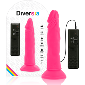 DIVERSIA - DILDO REALÍSTICO FLEXIBLE CON VIBRACIÓN ROSA 23 CM -O- 4.3 CM