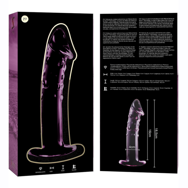 NEBULA SERIES BY IBIZA - MODELO 19 DILDO CRISTAL ROSA 18.5 CM -O- 4 CM