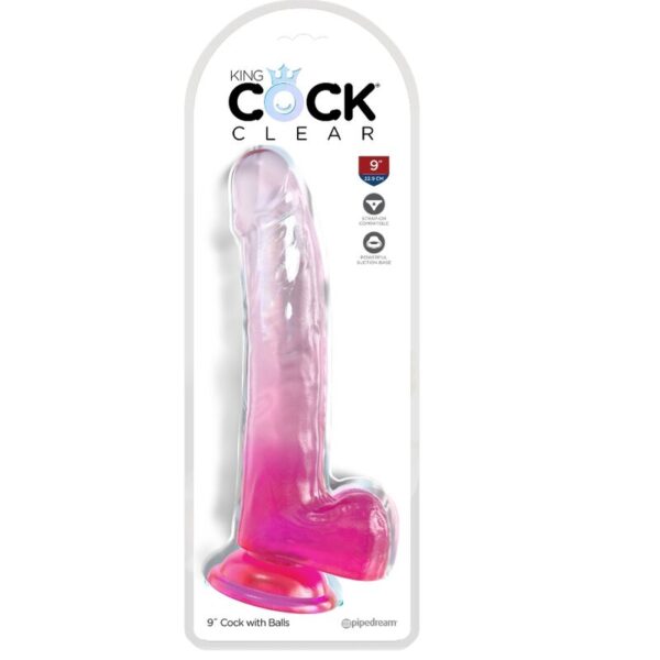 img_156274_084549deec4d230bd08267ecd99c1e73_1.jpg KING COCK - CLEAR DILDO CON TESTÍCULOS 20.3 CM ROSA