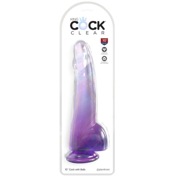img_156287_37e5458ef2c53ea21c852296eb579284_1.jpg KING COCK - CLEAR DILDO CON TESTÍCULOS 19 CM MORADO