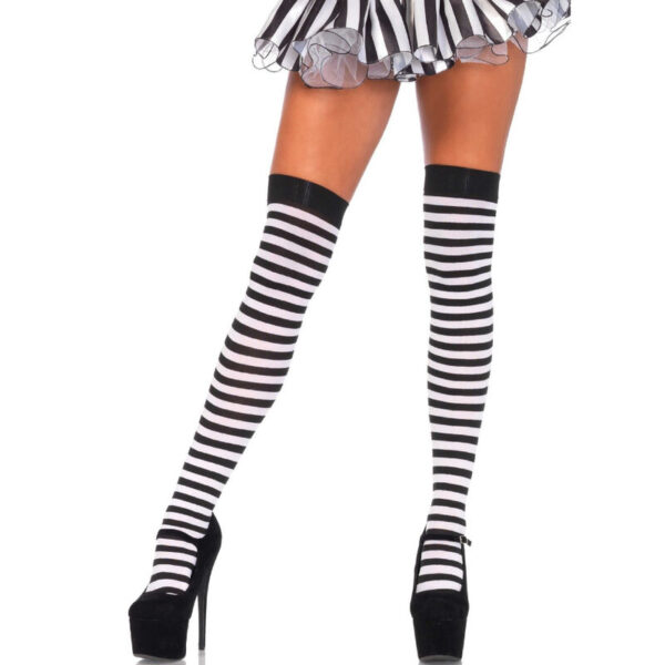 img_161944_fe6ebadfae9659f43d8791b5624eb369_1.jpg LEG AVENUE - CALCETINES ALTOS DE RAYAS NEGRO/BLANCO