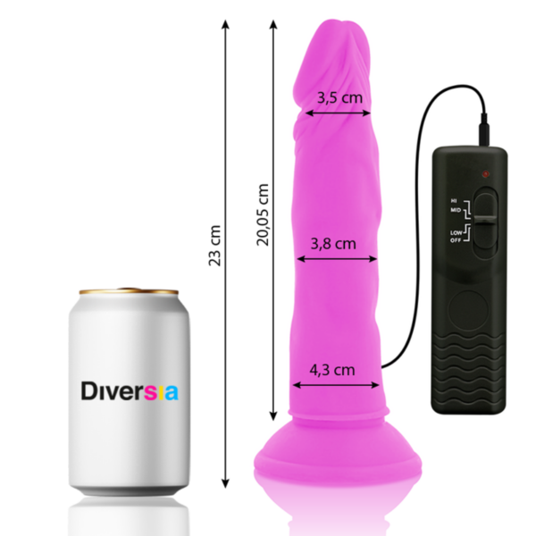 img_164212_58fc83d878a7a02efb112758657509bb_1.png DIVERSIA - DILDO REALÍSTICO FLEXIBLE CON VIBRACIÓN LILA 23 CM -O- 4.3 CM