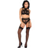 LIVCO CORSETTI FASHION - MAJALESA LC 90526 SUJETADOR + LIGUERO + PANTY BLACK L/XL