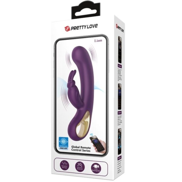 PRETTY LOVE - LIAM VIBRADOR RABBIT & PUNTO G CONTROLADO POR APP LILA