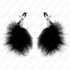img_186634_2471b659bc1f7f0bed05da48f5fddf09_1.png KINK - PINZAS PARA PEZONES CON PLUMA NEGRO 7 CM