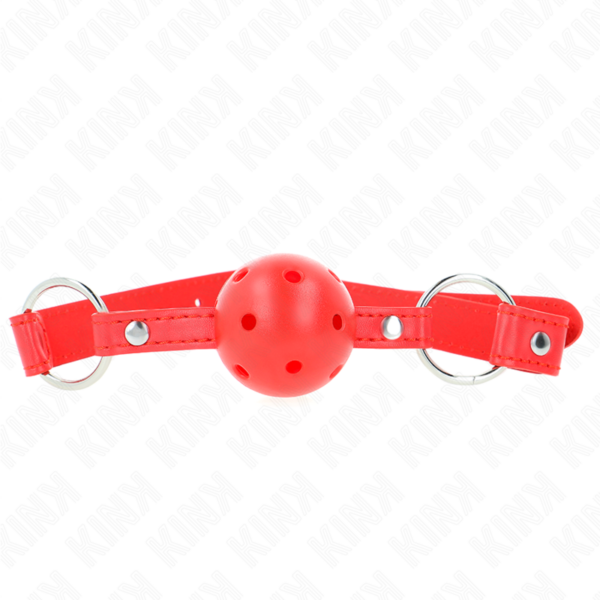 img_189670_f51c82a053a4df1c72446396c4e6a86d_1.png KINK - MORDAZA DE BOLA 4 CM TRANSPIRABLE CON DOBLE REMACHE MODELO 1 ROJO 62 x 2.5 CM AJUSTABLE 42-58 CM