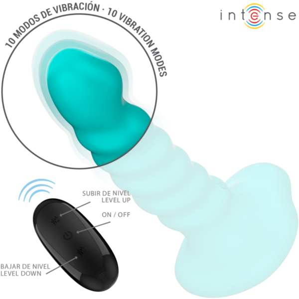 img_195459_6a869de06fbac139087bb6b66523b4fc_1.png INTENSE - BUFFY VIBRADOR TALLA S DISEÑO EN ESPIRAL 10 VIBRACIONES AZUL CONTROL REMOTO