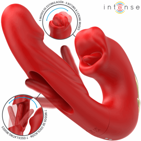 img_195654_6e6067fe5ddf0a0e4633fb4ec405d746_1.png INTENSE - NATHY VIBRADOR DOBLE CON BOCA ESTIMULADORA MULTIFUNCIÓN ROJO