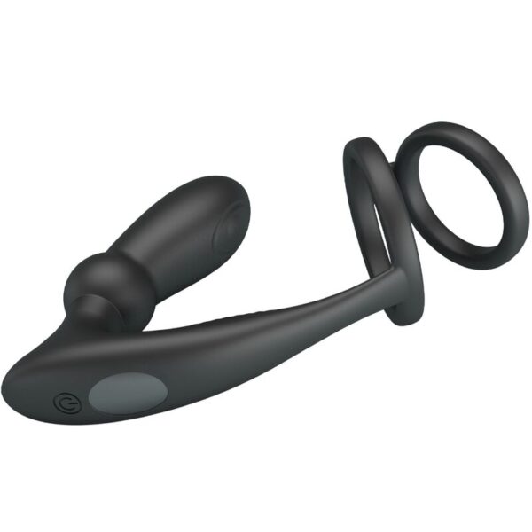 img_198289_76a9b652f23a3d3408a8d4b9f179480f_1.jpg PRETTY LOVE - EMONI ANILLO PENE + PLUG ANAL 12 VIBRACIONES NEGRO