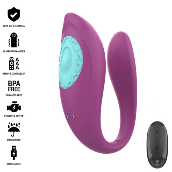INTENSE - ANNIE ESTIMULADOR & VIBRADOR FORMA DE U MORADO CONTROL REMOTO