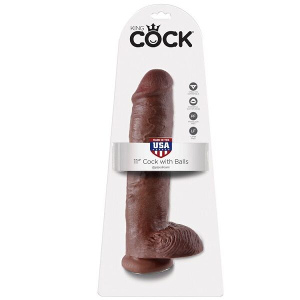 img_29668_b968ccc0b33ab41eef24b23d9d59d388_1.jpg KING COCK - 11 PENE REALÍSTICO MARRÓN 28 CM