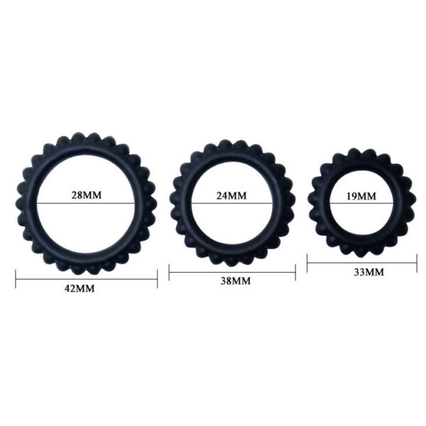 img_41867_4fbbf89072ef71f043fa789706ea41fb_1.jpg BAILE - TITAN SET 3 PCS COCK RING BLACK 2.8 + 2.4 + 1.9 CM