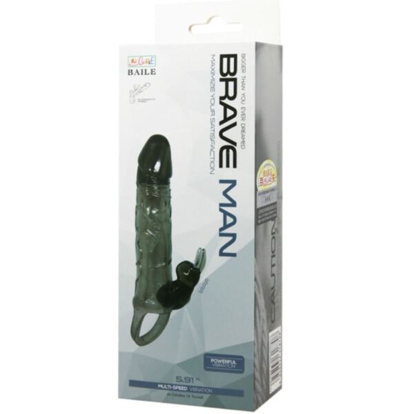 img_53183_b7cd73d07d10e221ed46a0699783dcea_1.jpg BAILE - BRAVE MAN FUNDA REALISTICA PENE CON RABBIT 16.5 CM NEGRO