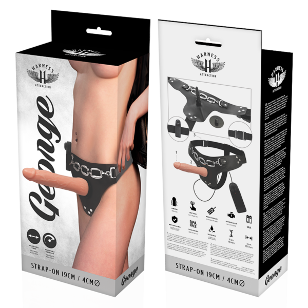 HARNESS ATTRACTION - ARNÉS  GEORGE REALÍSTICO VIBRADOR 19 CM -O- 4 CM