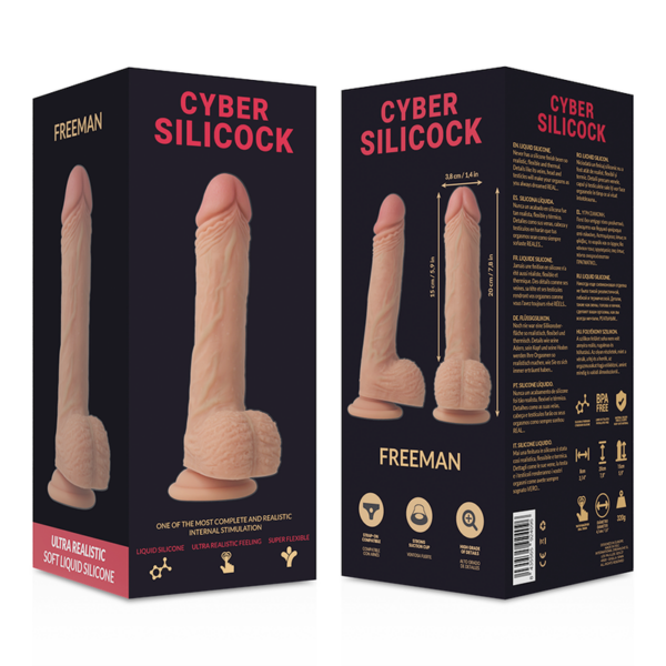 CYBER SILICOCK - FREEMAN REALÍSTICO SILICONA LÍQUIDA 20 CM -O- 3.8 CM
